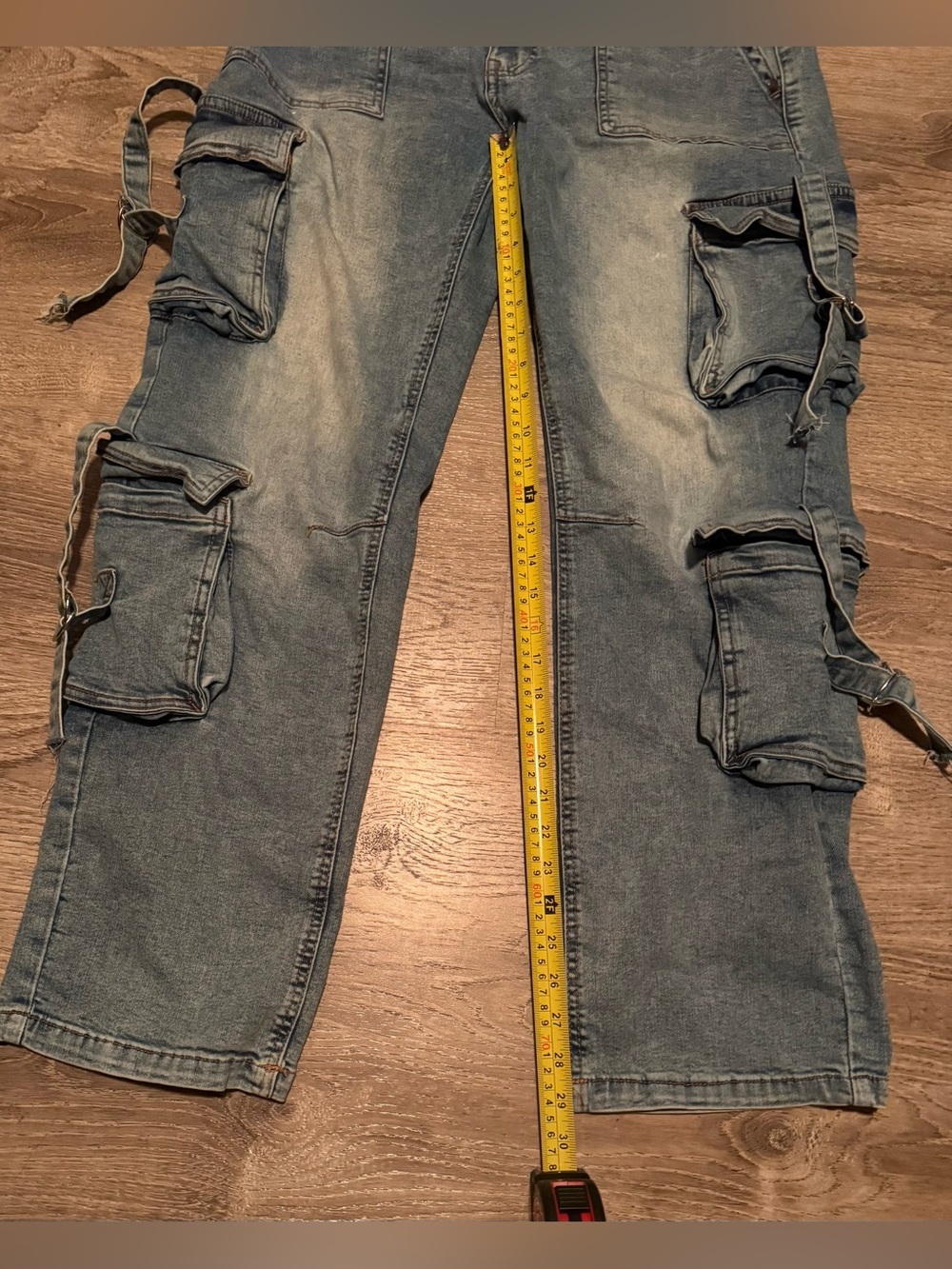 Chic Connect Medium Wash Cargo Jeans | Utility Denim | Baggy Cargo Pants | 11 - Picture 6 of 9